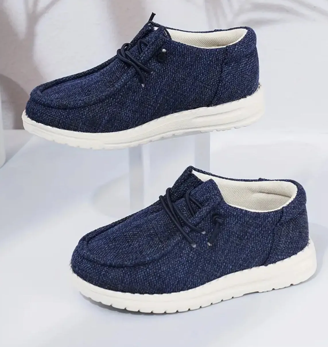 Boy's Trendy Solid Woven Knit Breathable Loafer Shoes