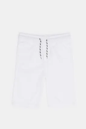 Boys White Pull-On Short