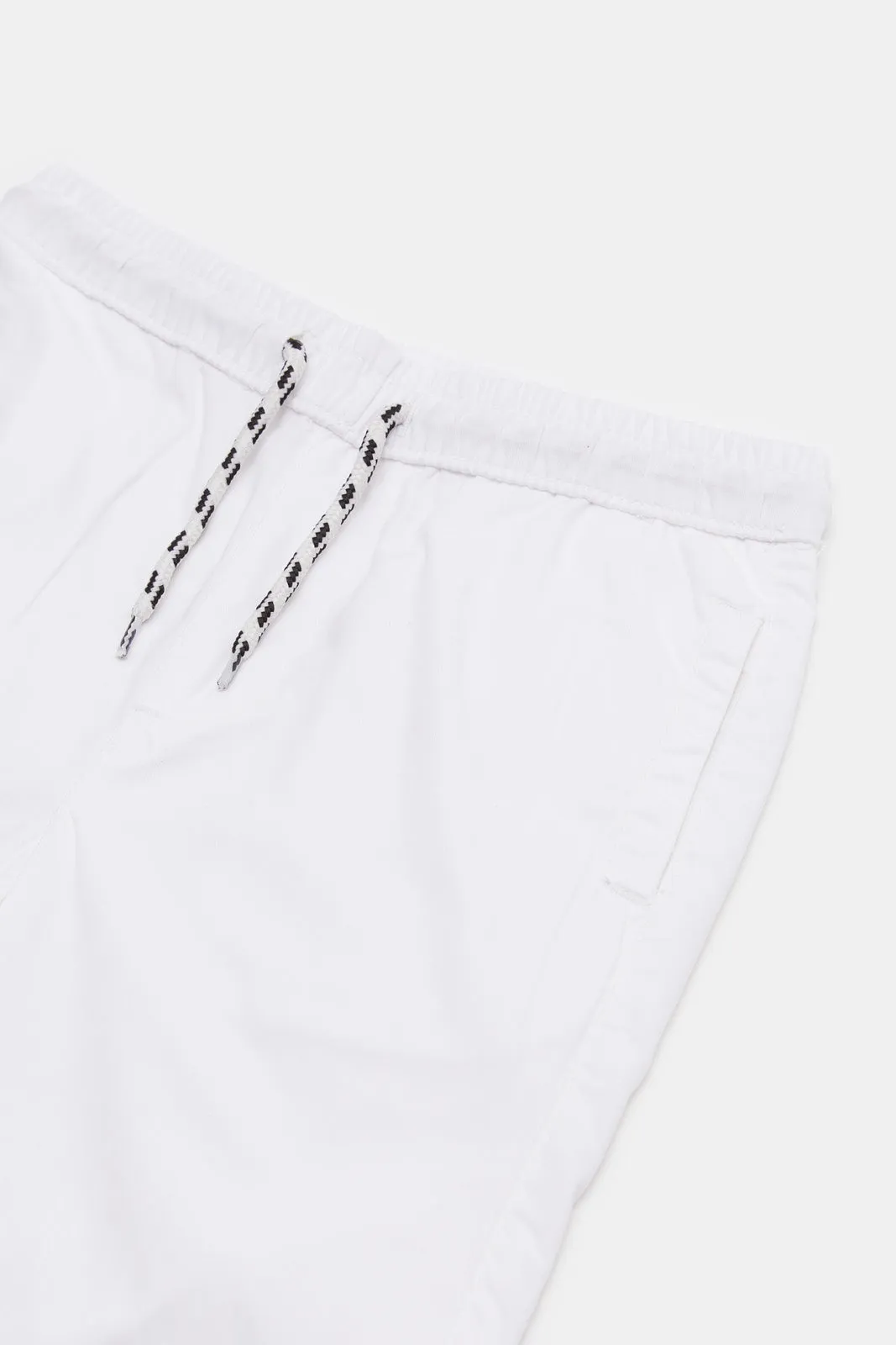 Boys White Pull-On Short