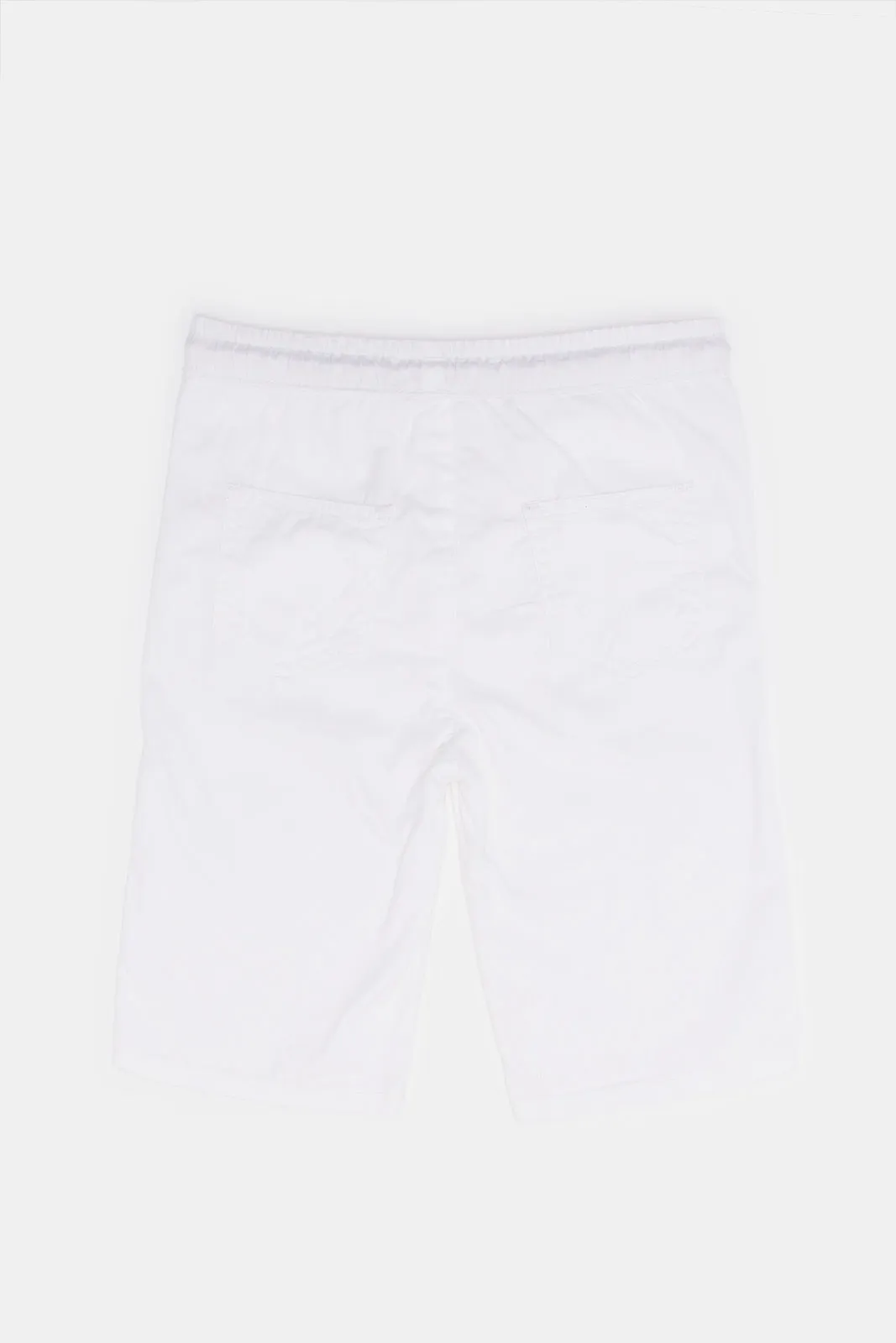 Boys White Pull-On Short