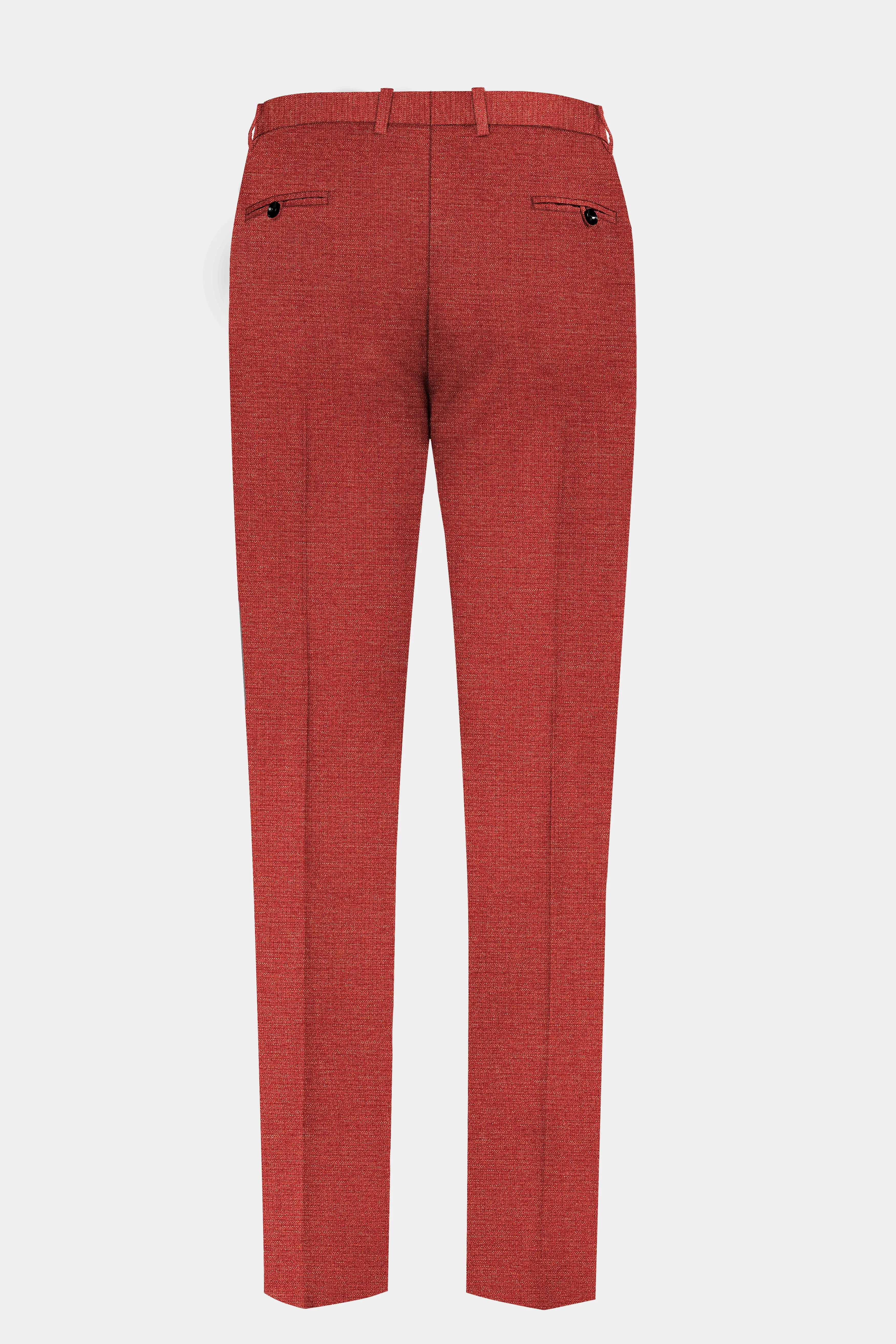 Brick Red Textured Stretchable Waistband Pant