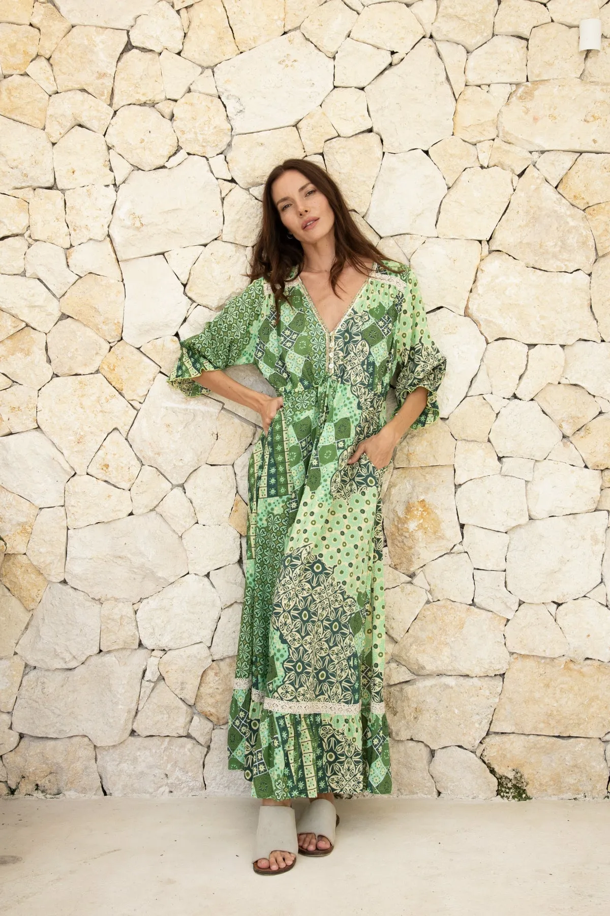 Celosia Long Dress // Patchwork Print