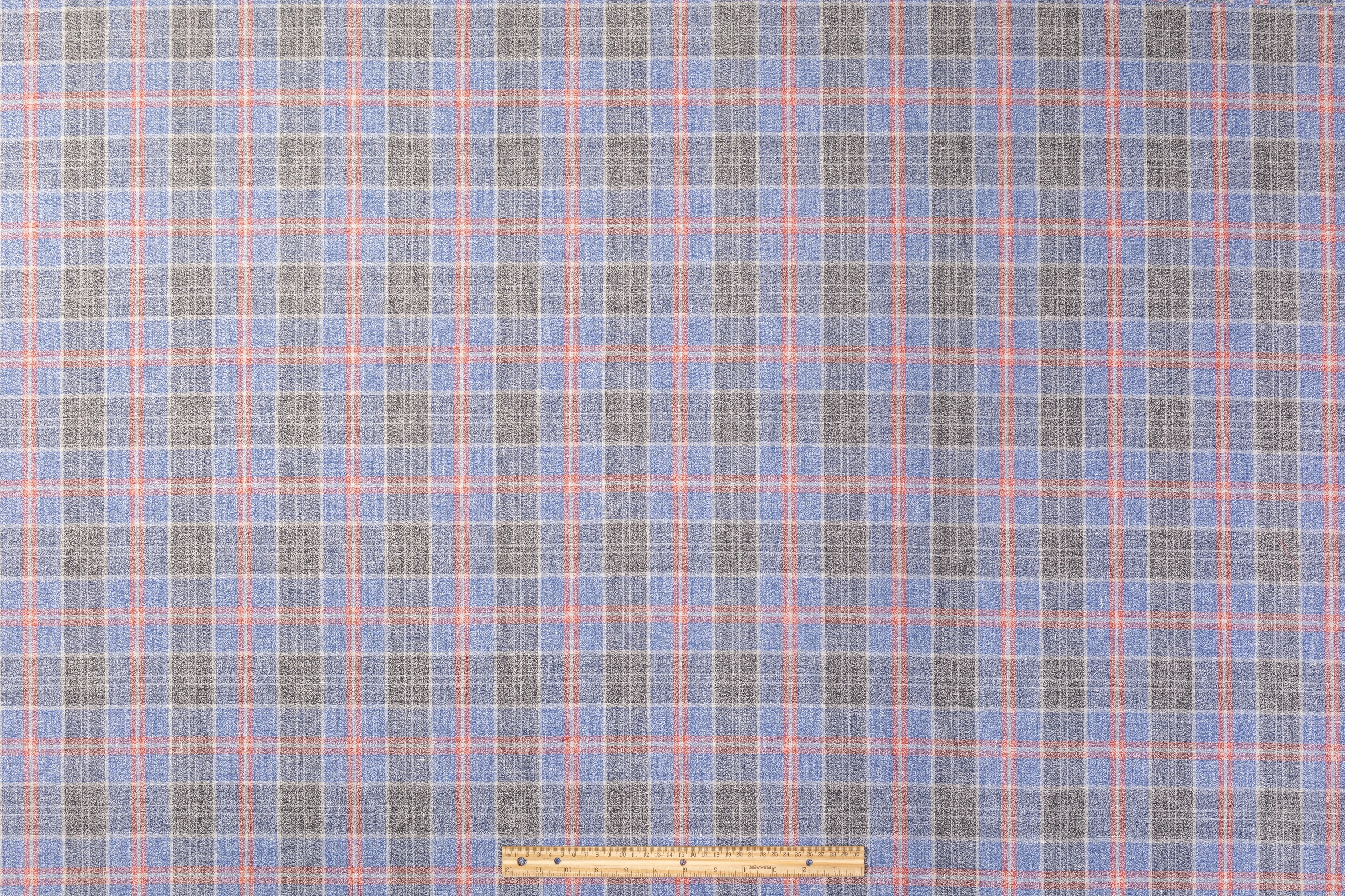 Checked Italian Cotton and Linen Suiting - Multicolor