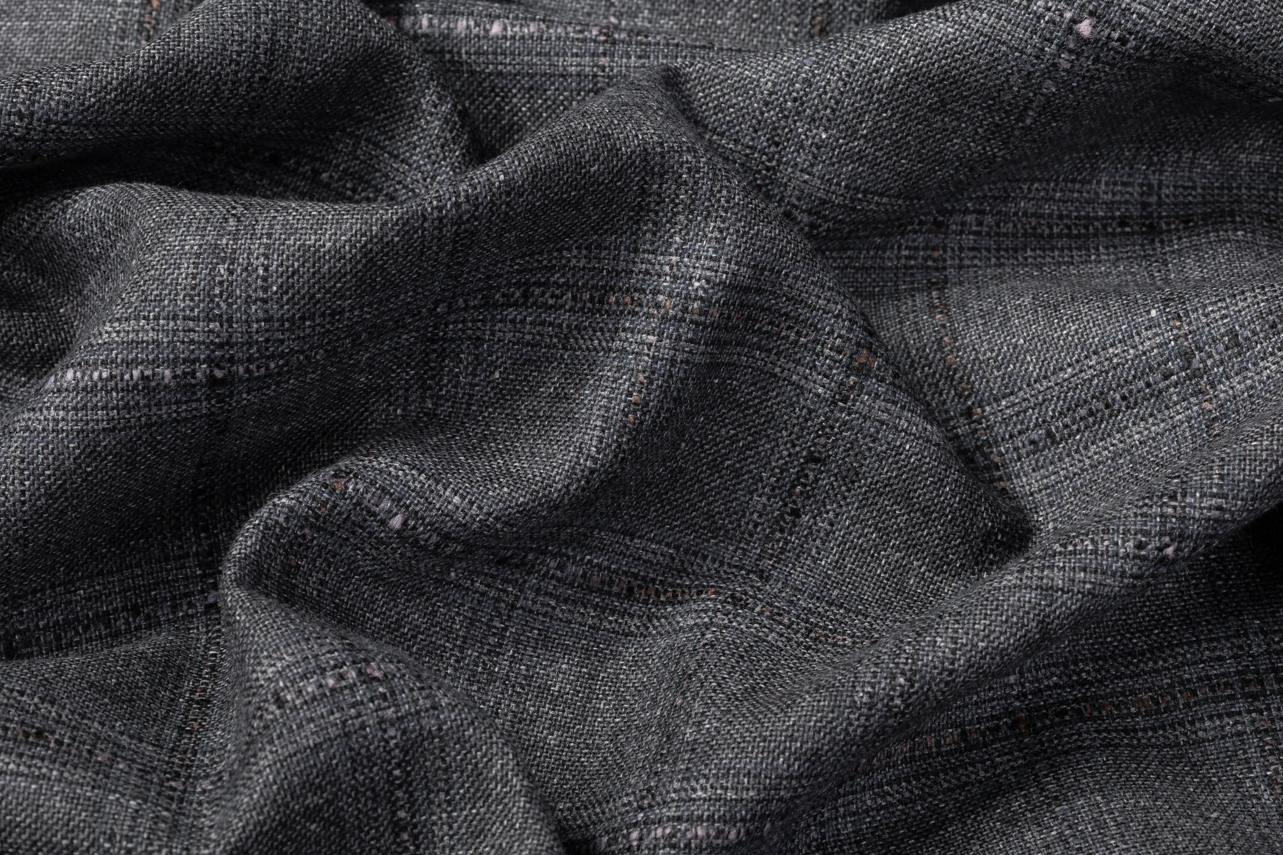 Checked Italian Cotton Wool Suiting - Gray / Blue