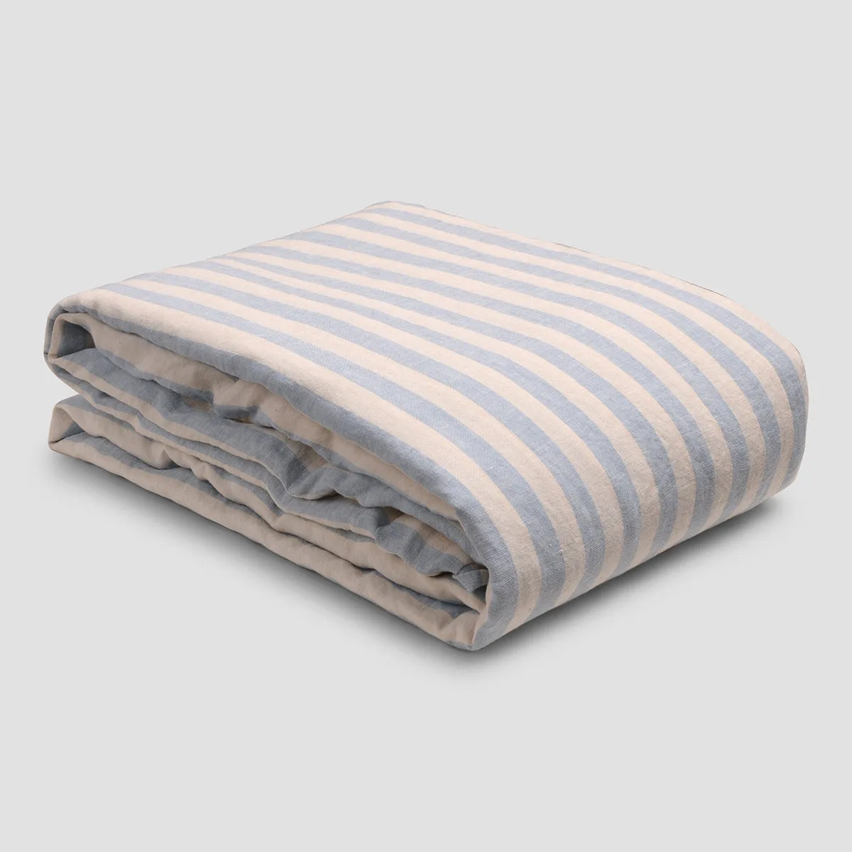 Coastal Blue Pembroke Stripe 100% Linen Flat Sheet