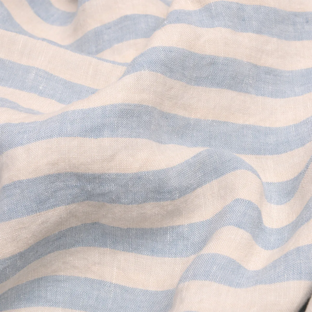 Coastal Blue Pembroke Stripe 100% Linen Flat Sheet