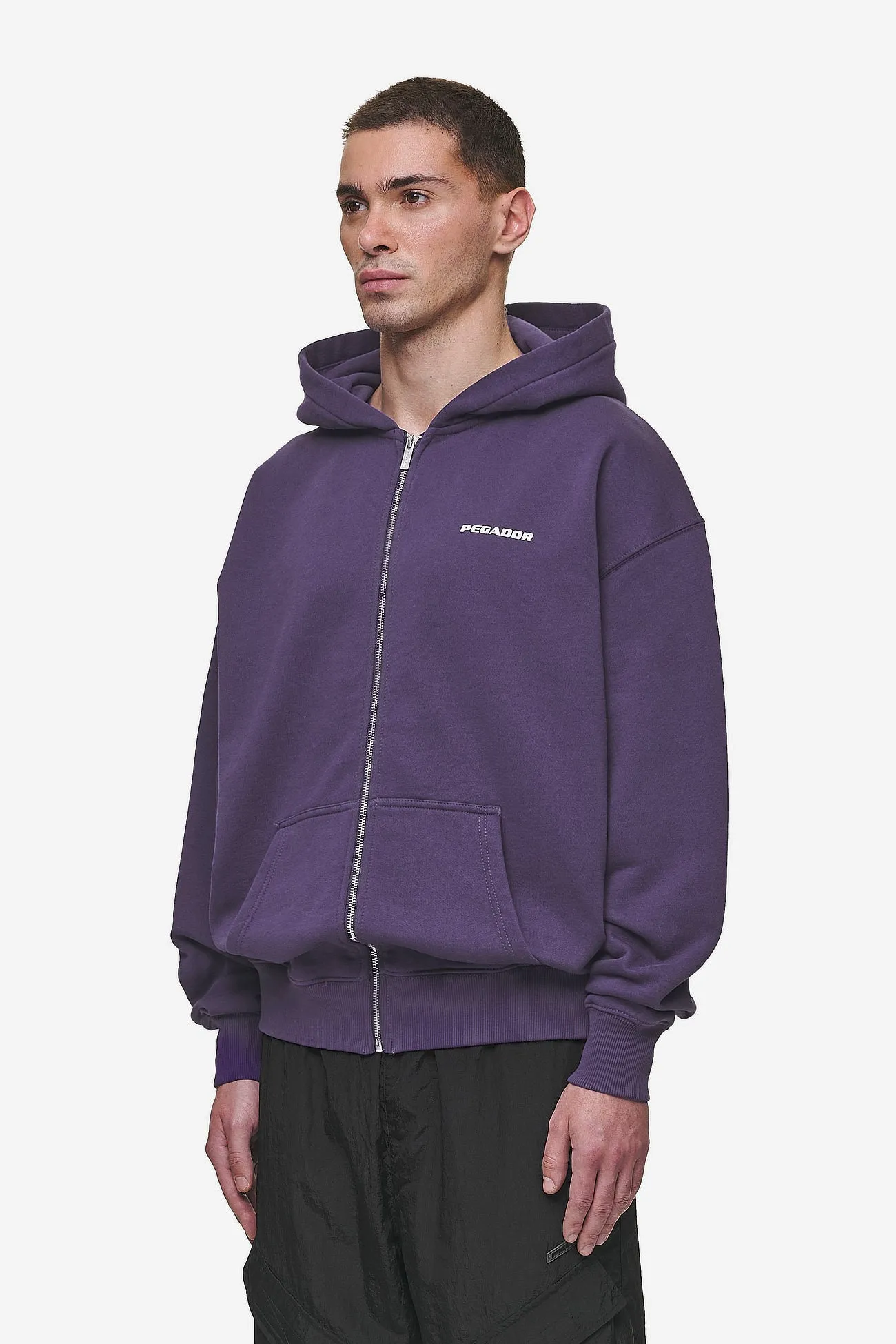 Colne Logo Oversized Sweat Jacket Washed Deep Purple White