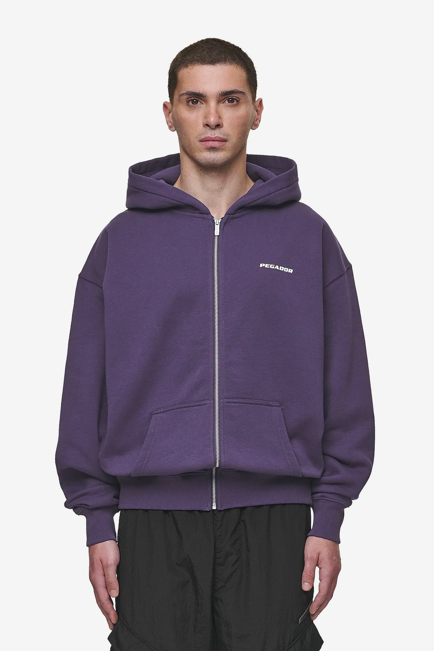 Colne Logo Oversized Sweat Jacket Washed Deep Purple White