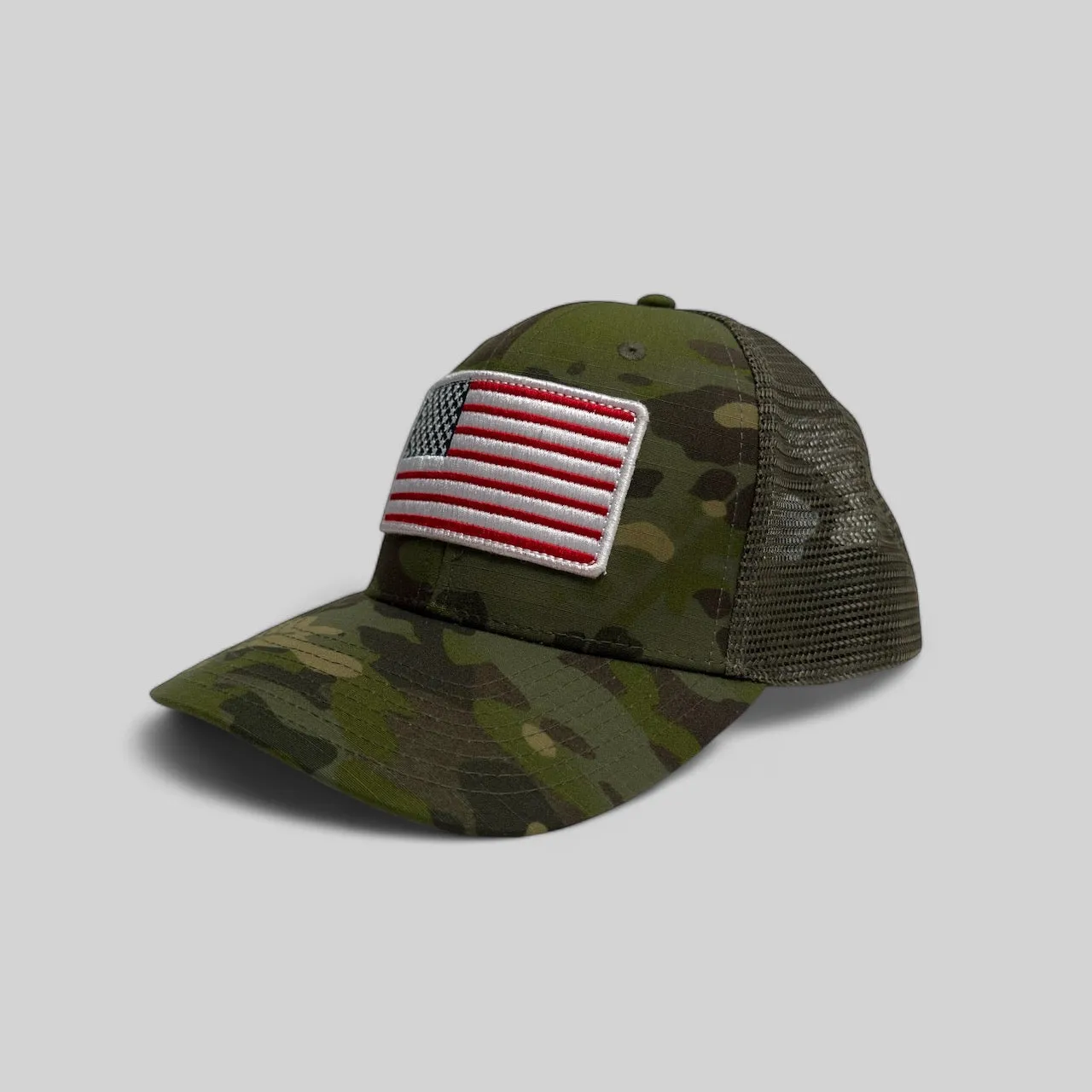 DEWALT Mens Mens Trucker Hat | OS (SnapBack) | Green Camouflage w/American Flag | NWT