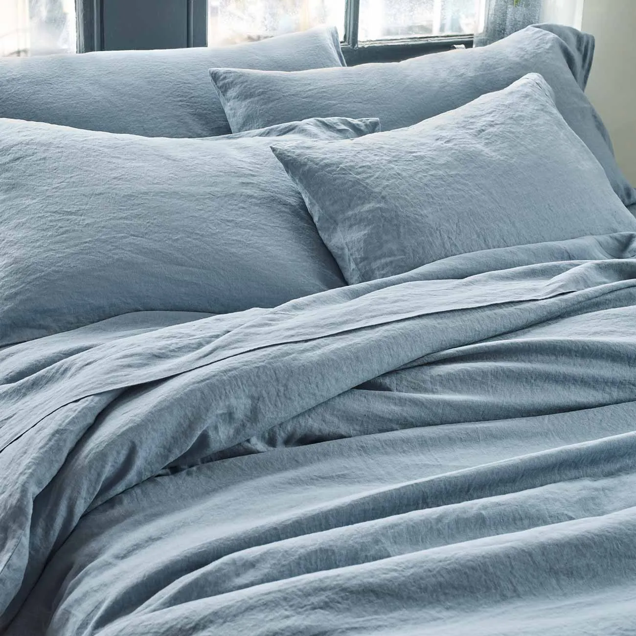 Dusk Blue 100% Linen Pillowcases (Pair)