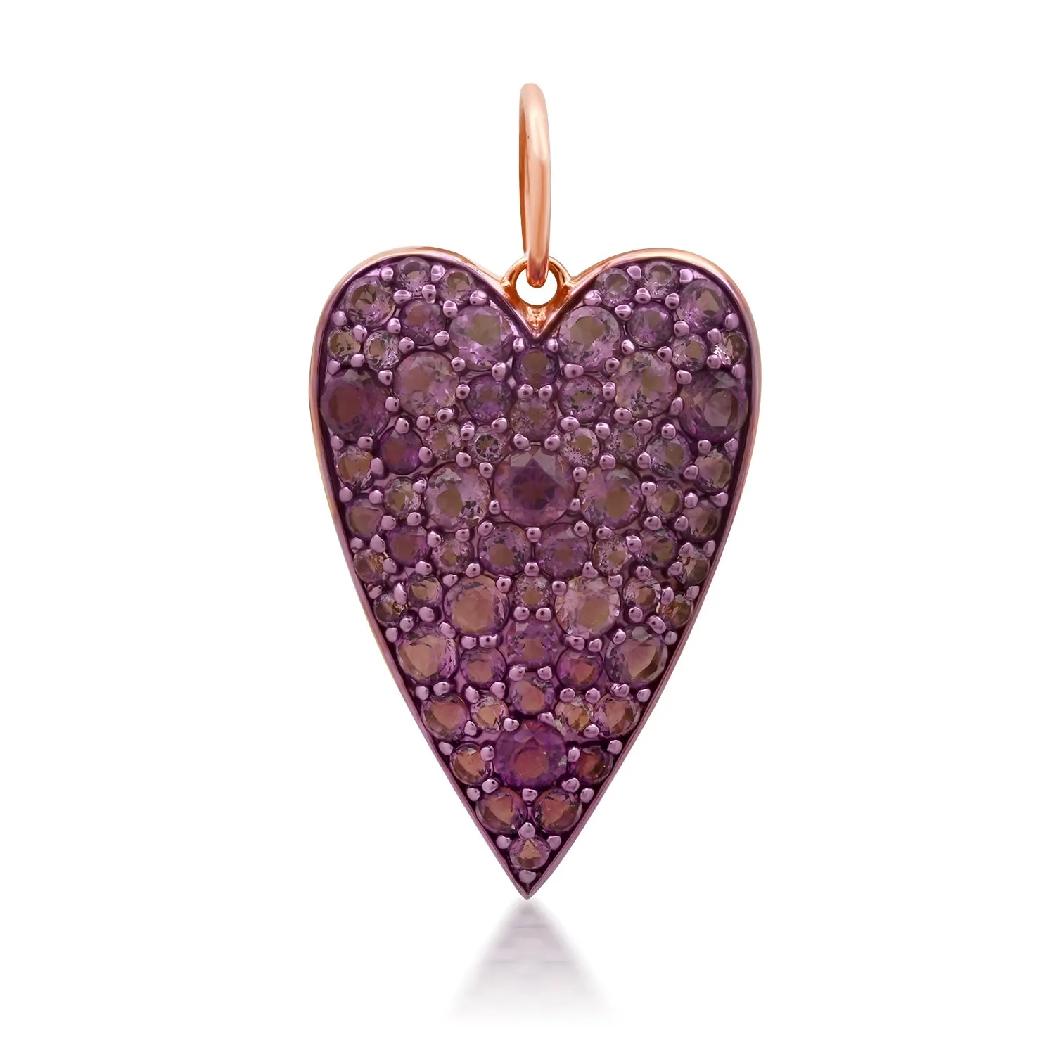 Elongated Amethyst Heart Charm