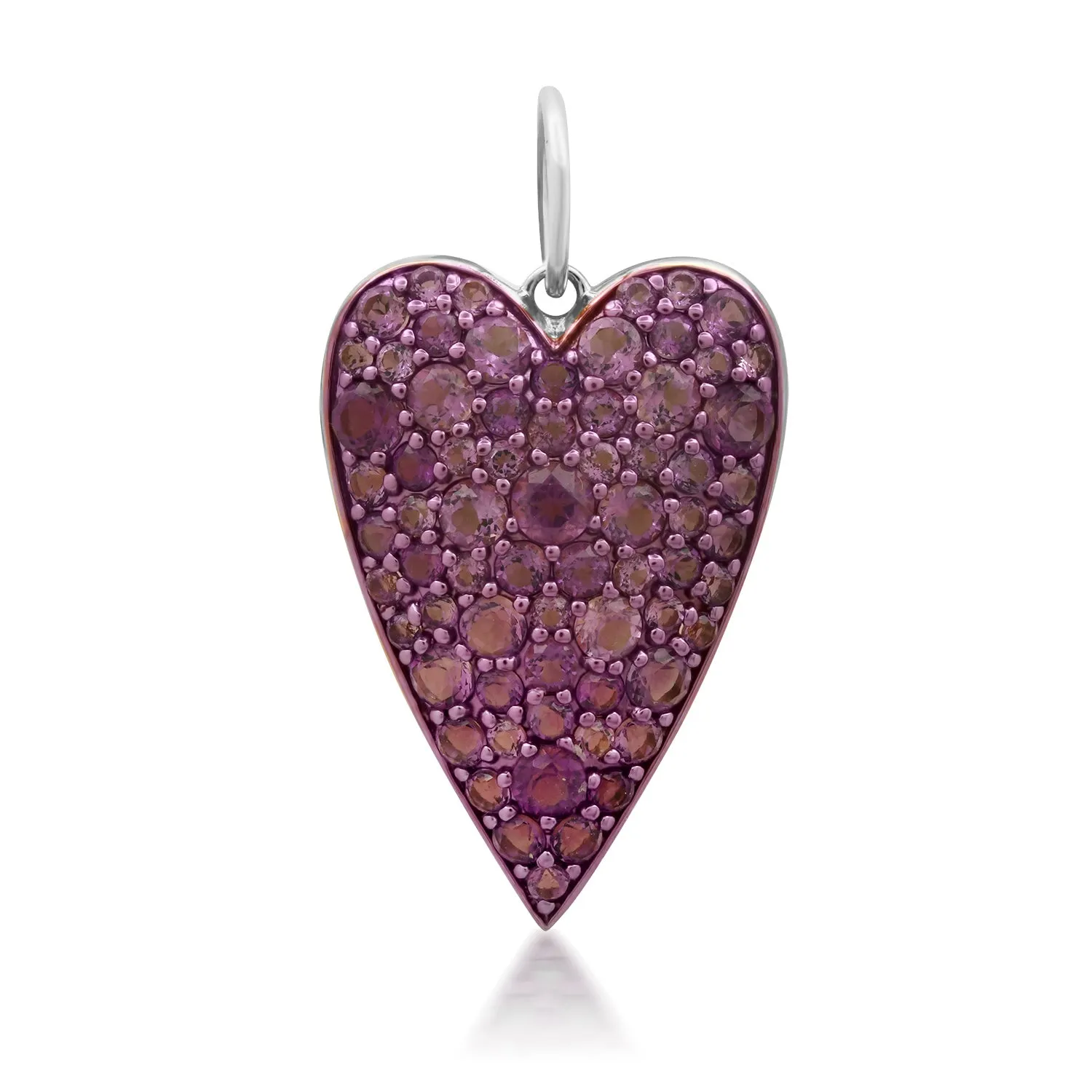 Elongated Amethyst Heart Charm