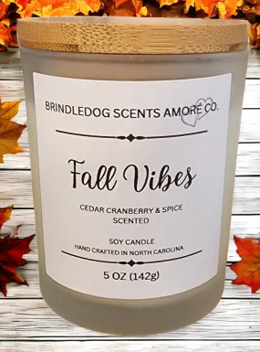 Fall Vibes 5 oz Scented Soy Candle Clear Frosted Jar