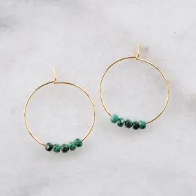 Gemstone 25mm Hoop Earrings - MALACHITE