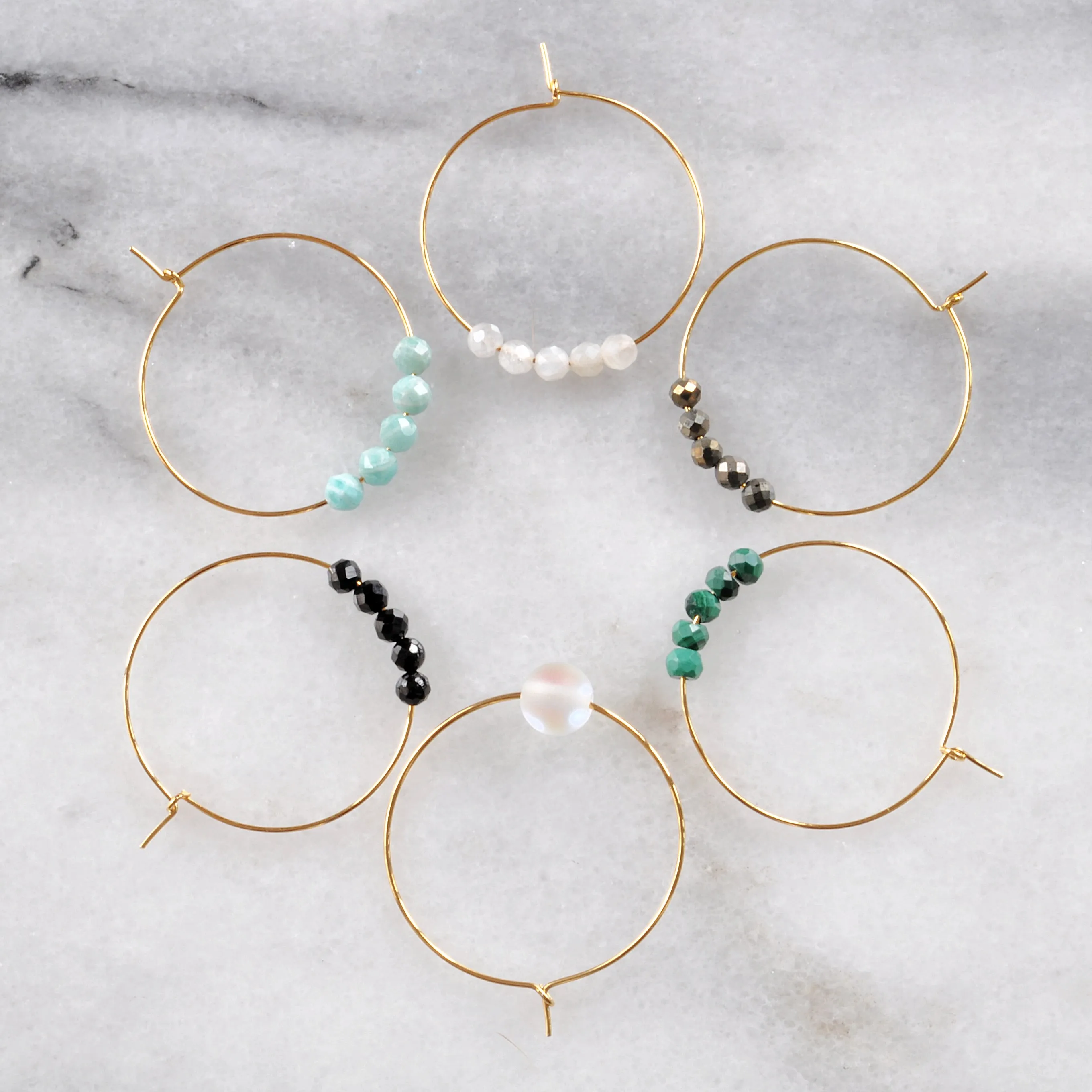 Gemstone 25mm Hoop Earrings - MALACHITE