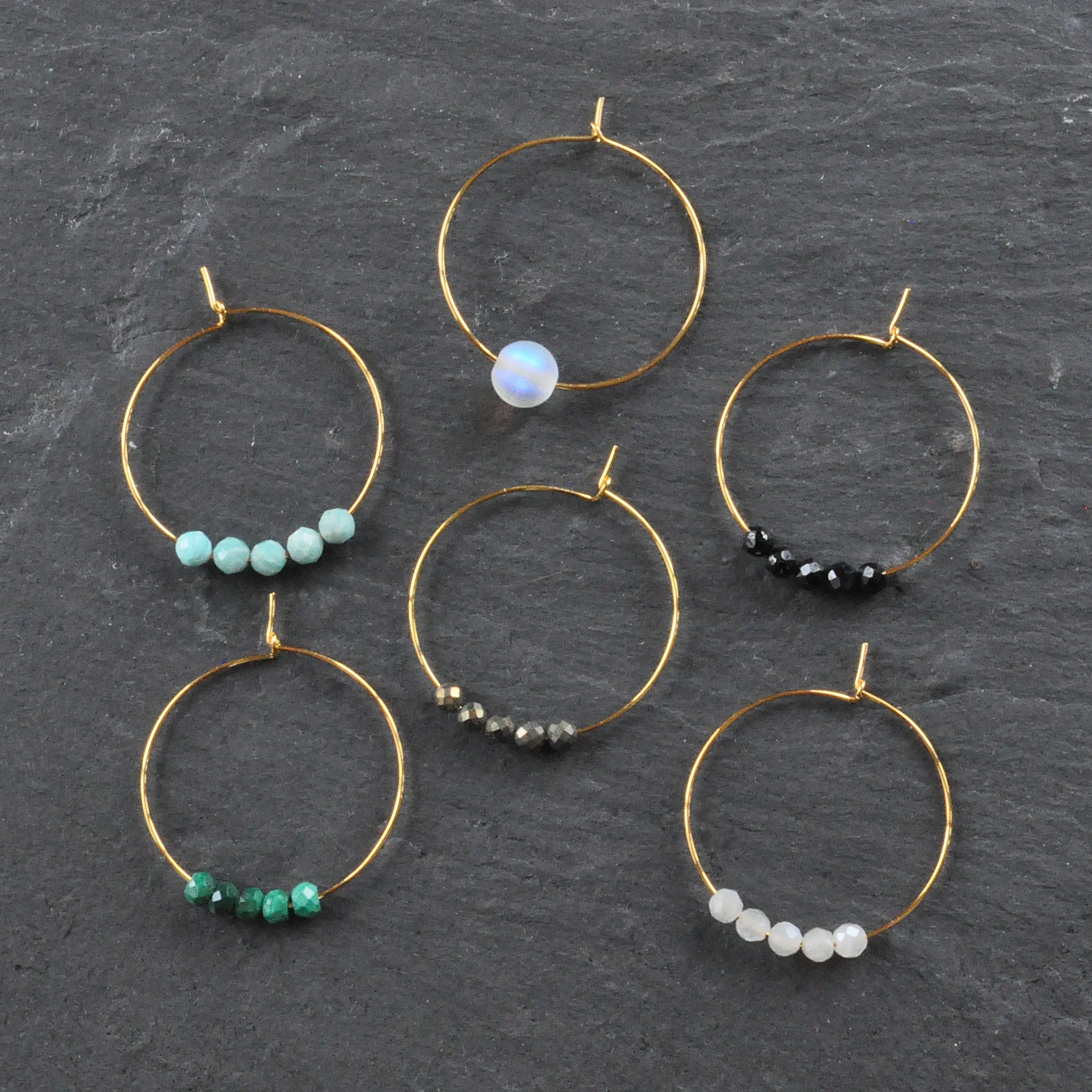 Gemstone 25mm Hoop Earrings - MALACHITE