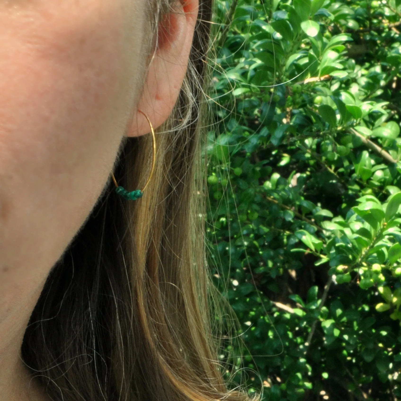 Gemstone 25mm Hoop Earrings - MALACHITE