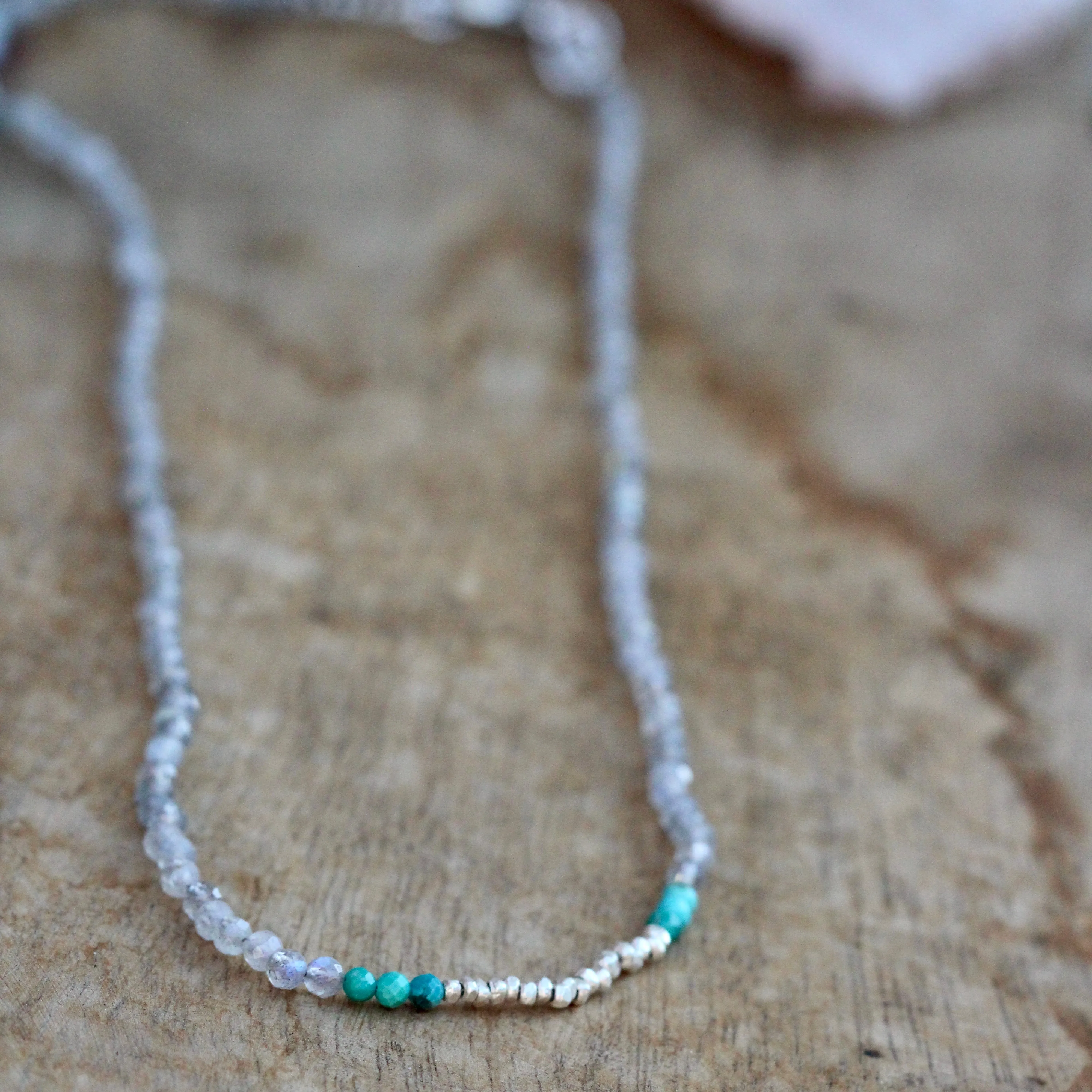 Gemstone Layering necklace Labradorite with Turquoise