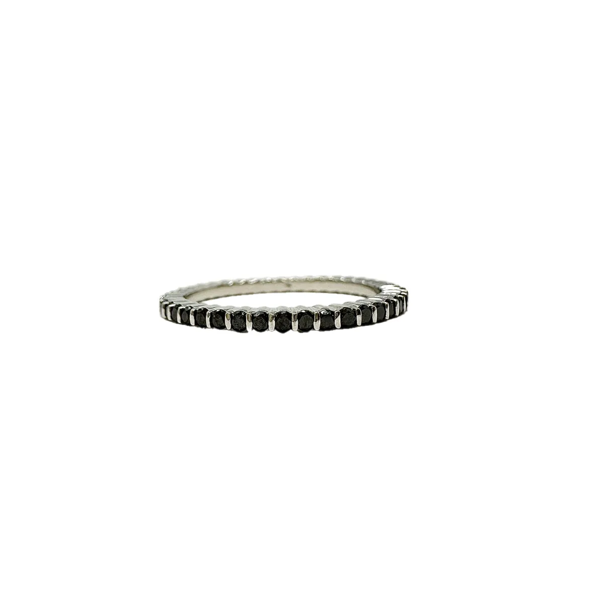 Gemveto Platinum Eternity Ring with Black Diamonds