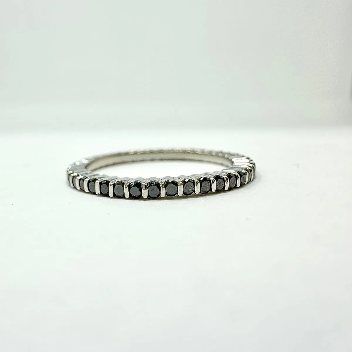 Gemveto Platinum Eternity Ring with Black Diamonds