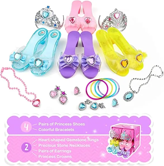 Girls Princess Dress Shoes & Jewelry Boutique - 4 Pairs