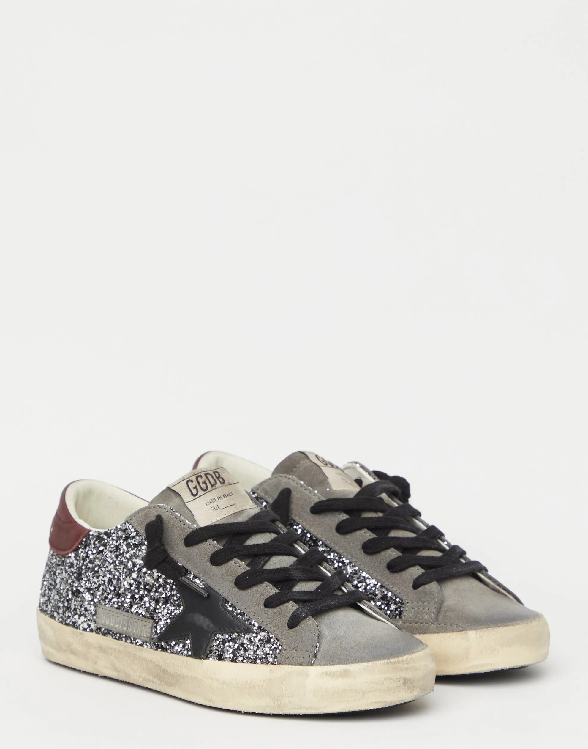 Glitter & Grey Suede Superstar Sneakers