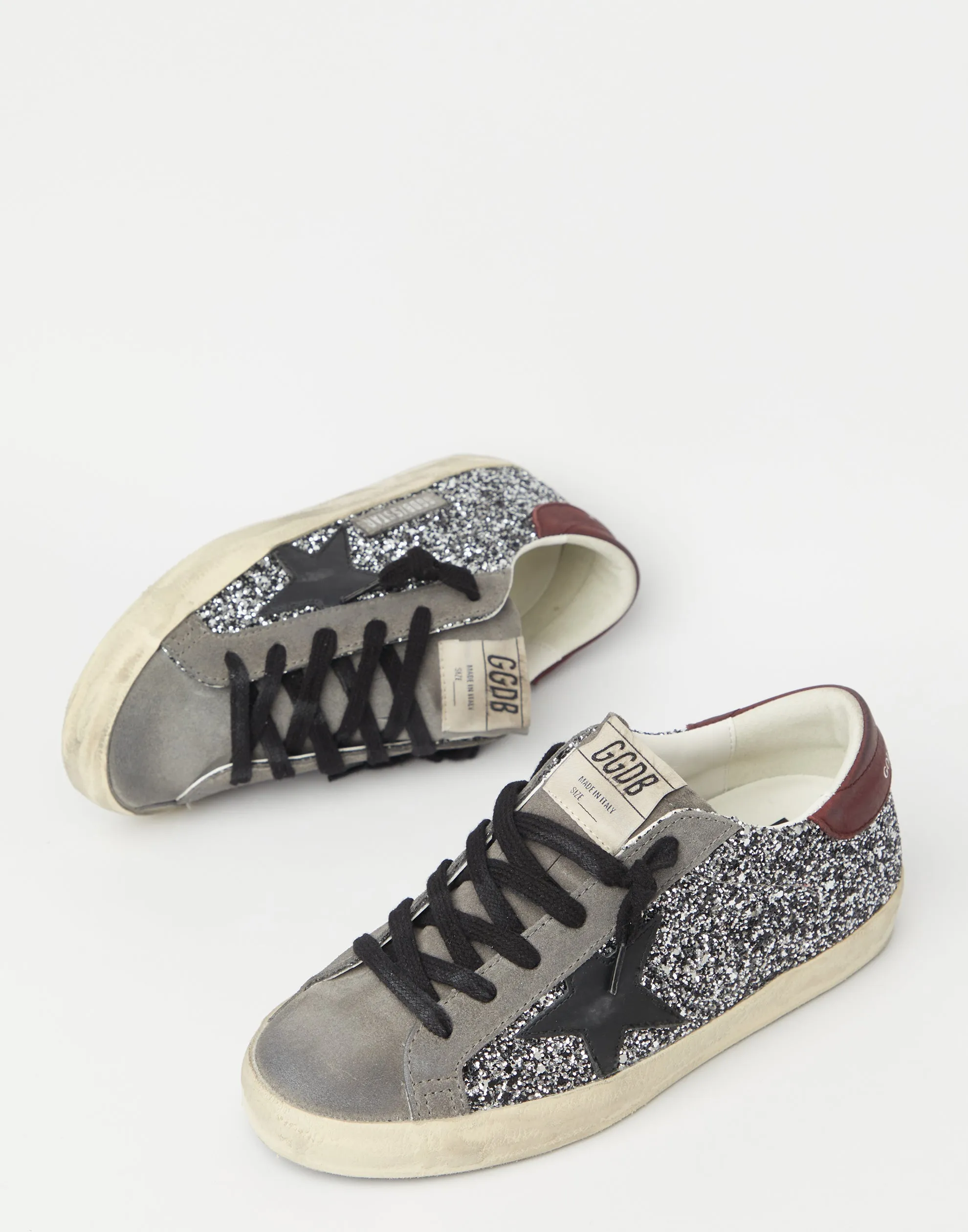 Glitter & Grey Suede Superstar Sneakers