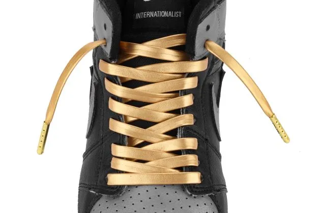 Golden Shoelaces, leather (pair)