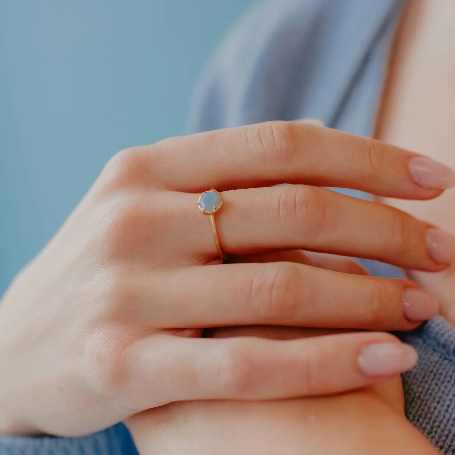 GRACE RING - ARCTIC BLUE OPAL & GOLD