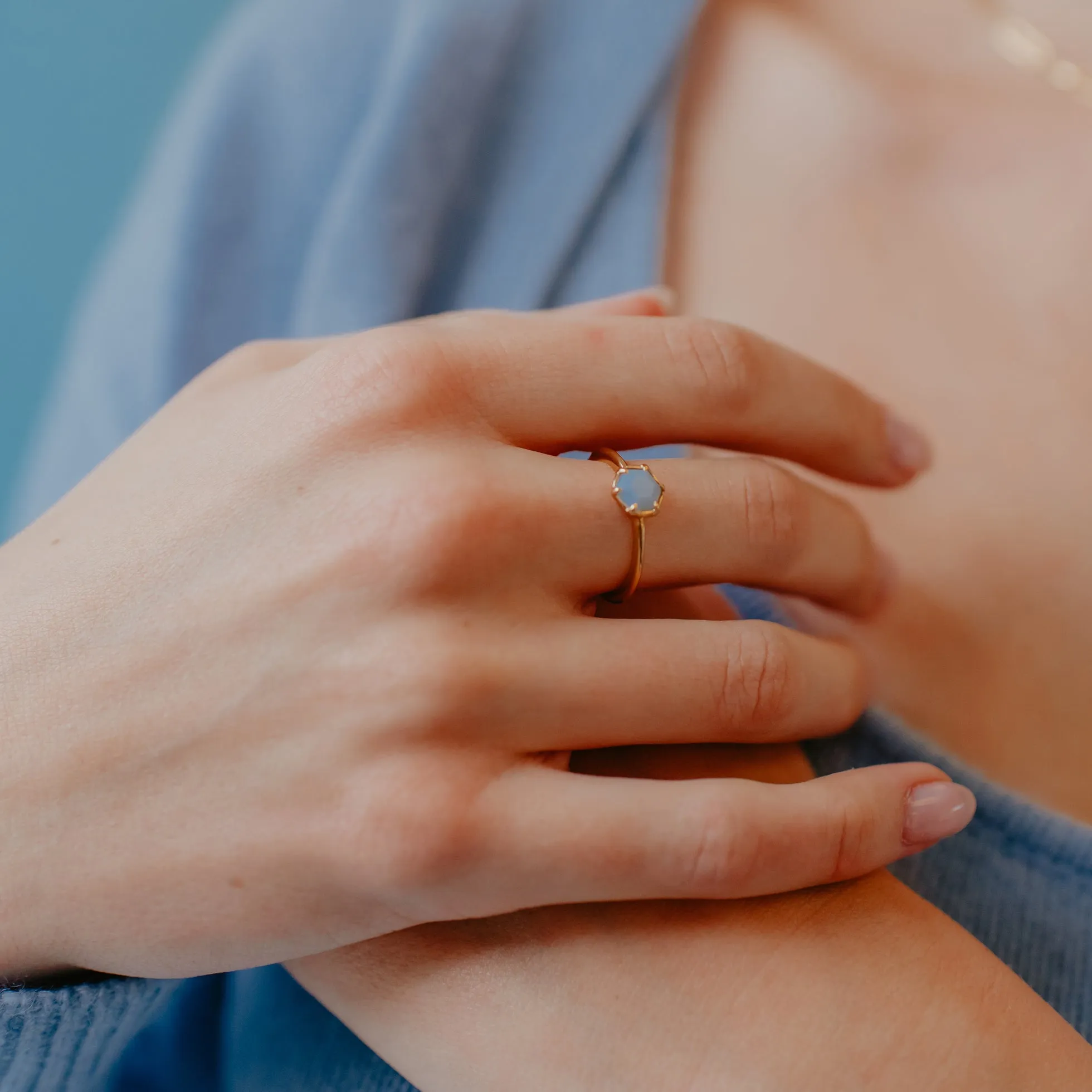 GRACE RING - ARCTIC BLUE OPAL & GOLD