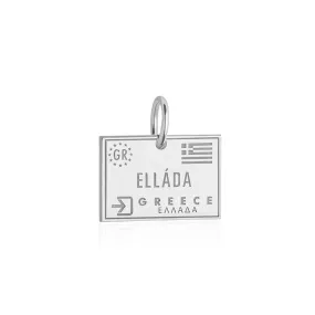 Greece Passport Stamp Charm Silver