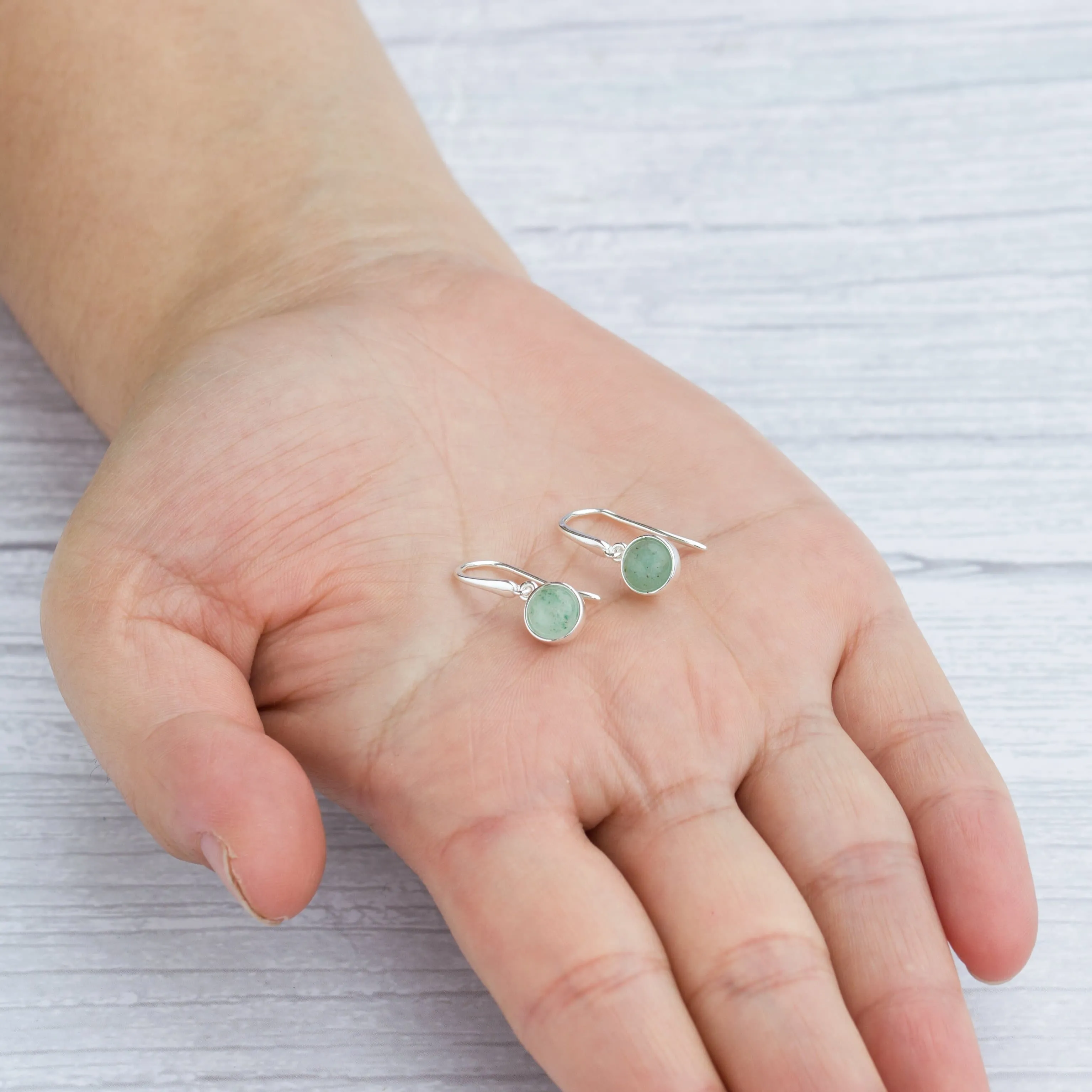 Green Aventurine Drop Earrings with Quote Card