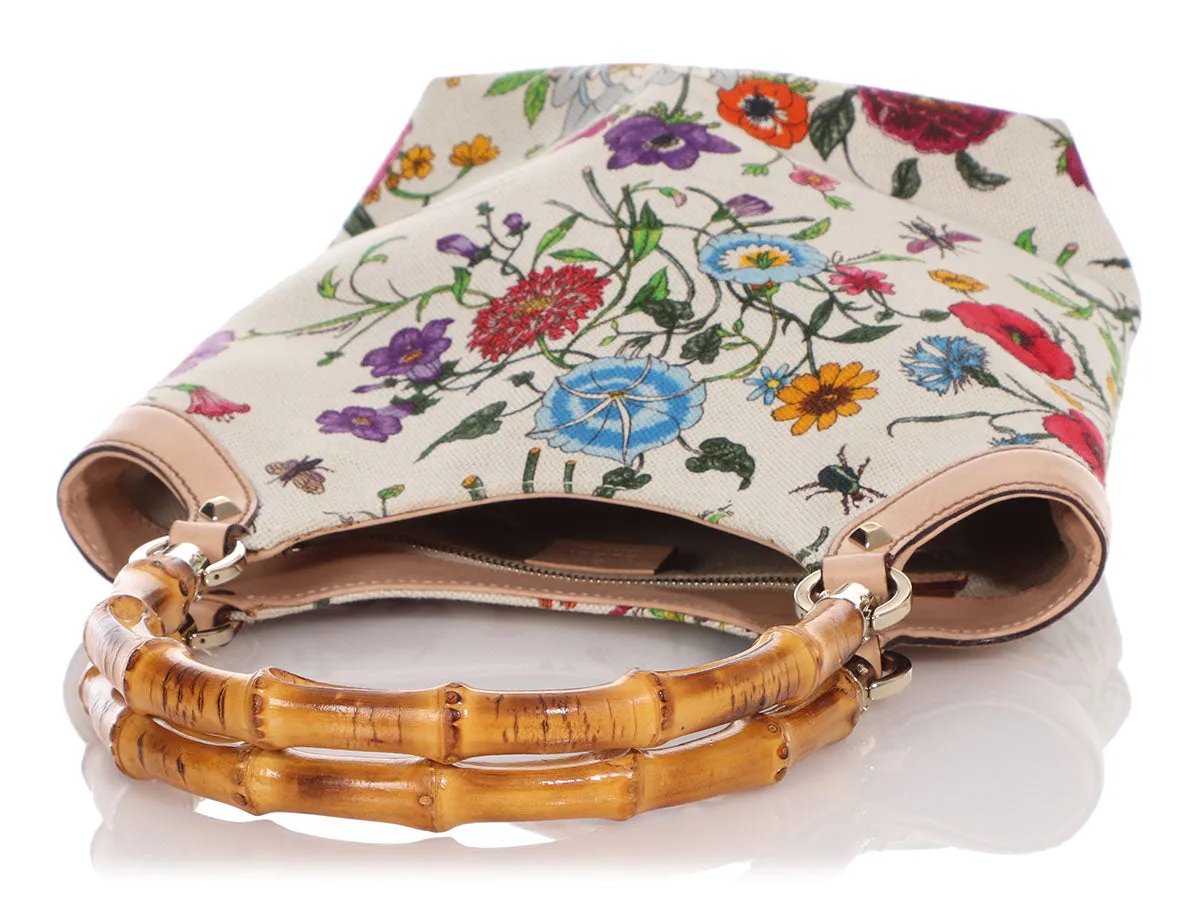 Gucci Floral Flora Canvas Bamboo Handle Bag