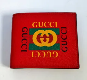 Gucci Wallet in Red Textured Leather with Printed GG Logo