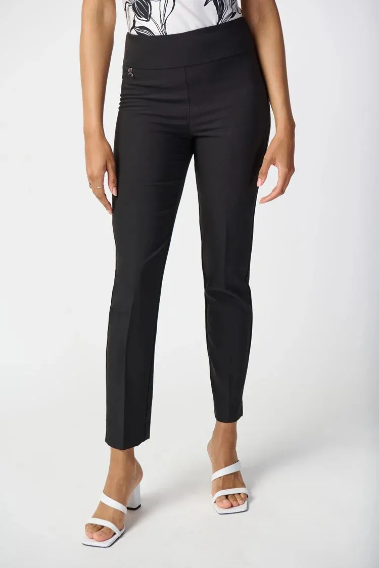 Joseph Ribkoff Black Lux Twill Slim-Fit Pull-On Pants