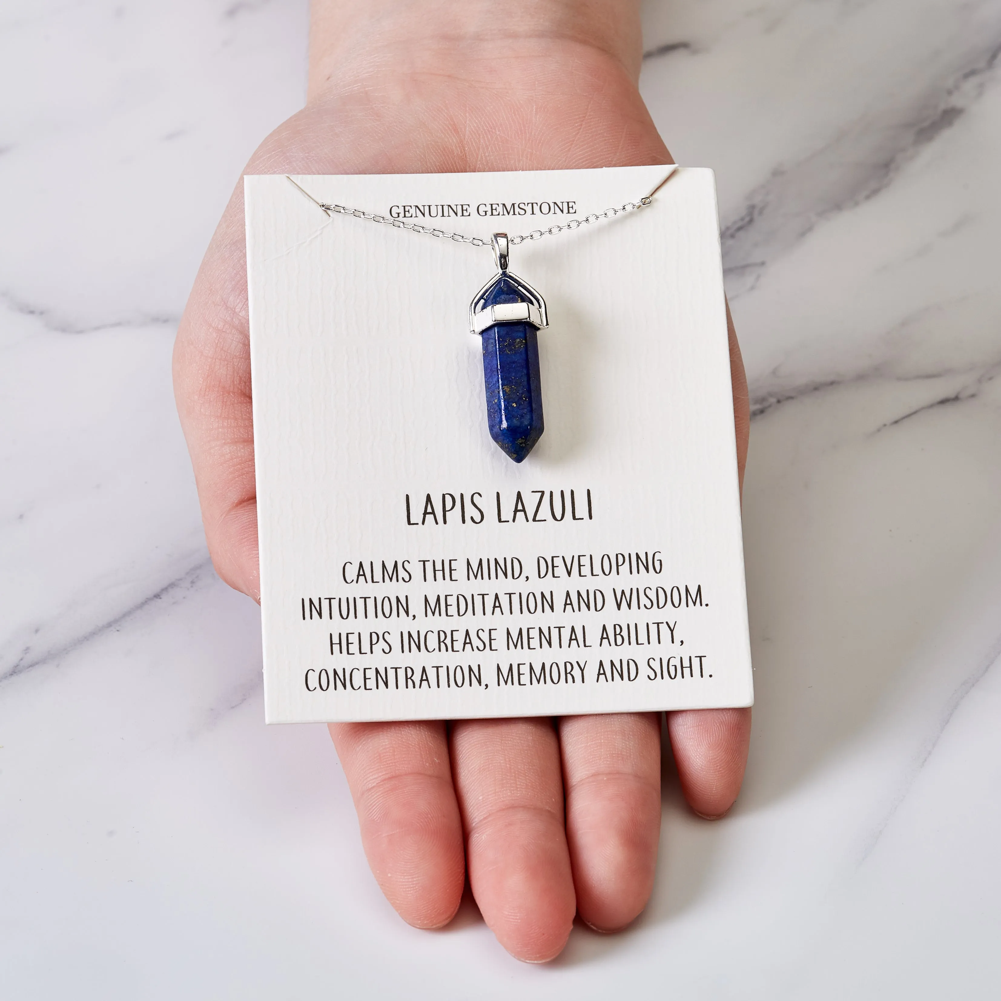 Lapis Gemstone Necklace with Quote Card