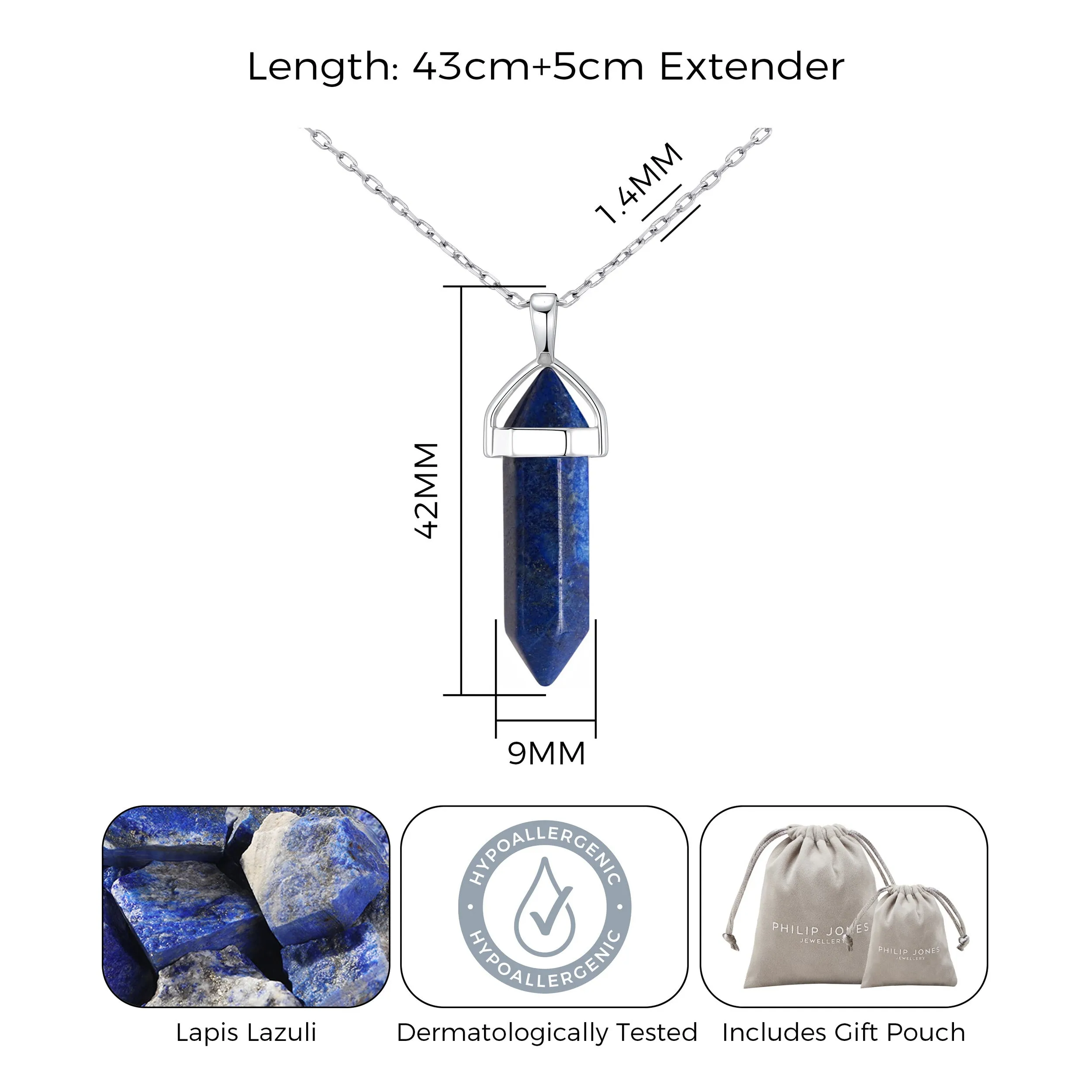 Lapis Gemstone Necklace with Quote Card