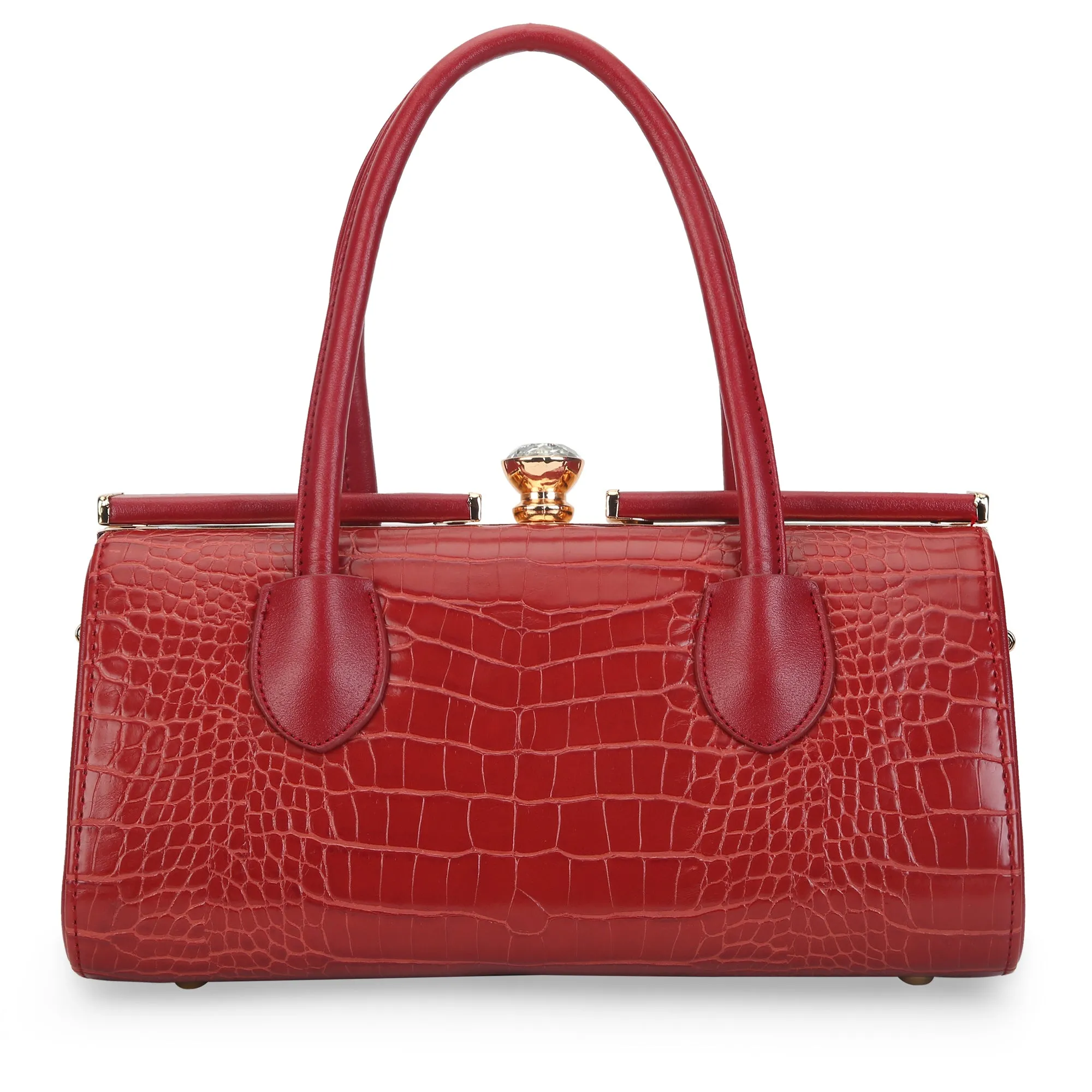 Lavie Luxe Dark Red Medium Women's Dazzle Frame Satchel Bag