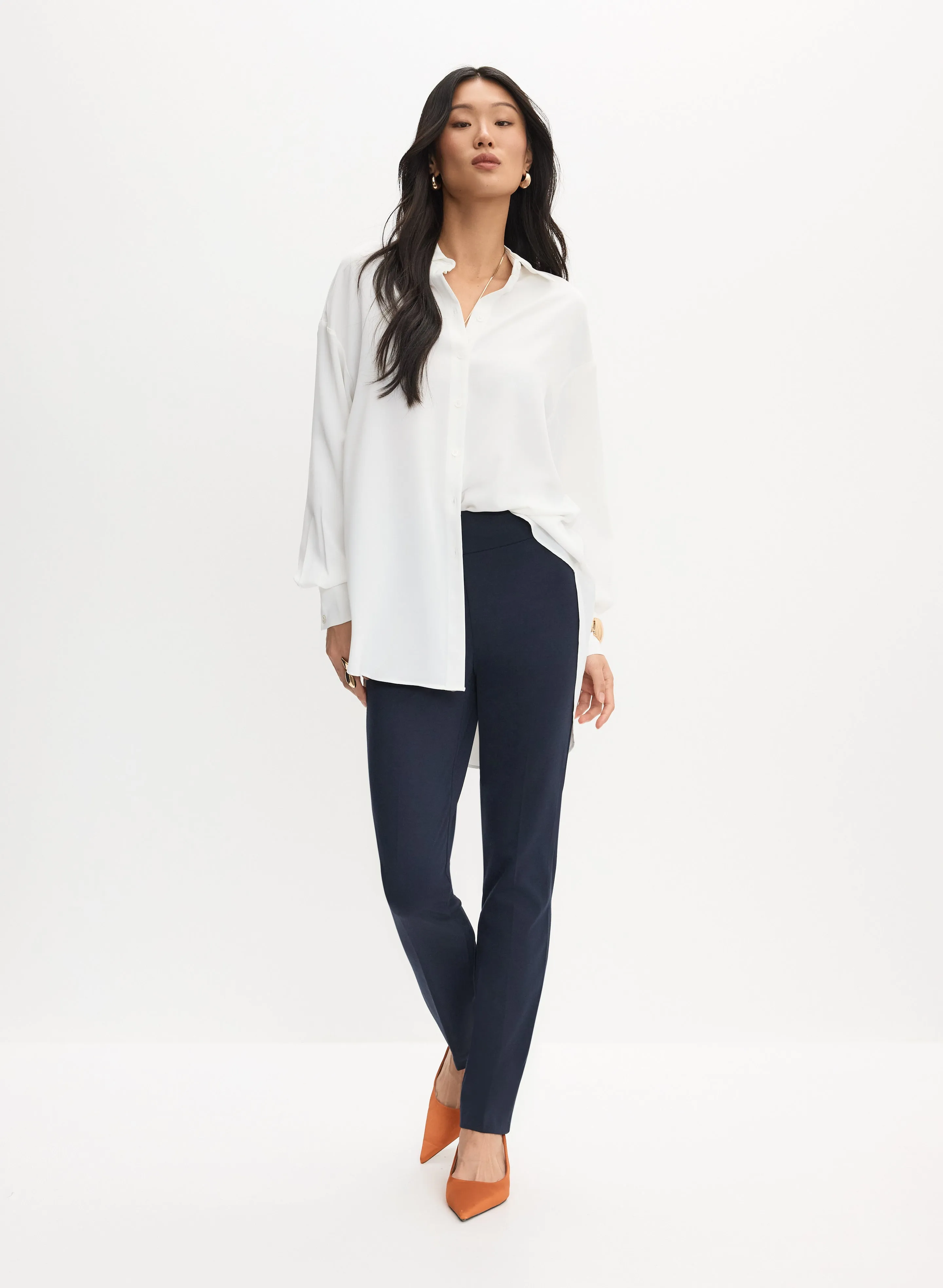 Madison Pull-On Straight-Leg Pants