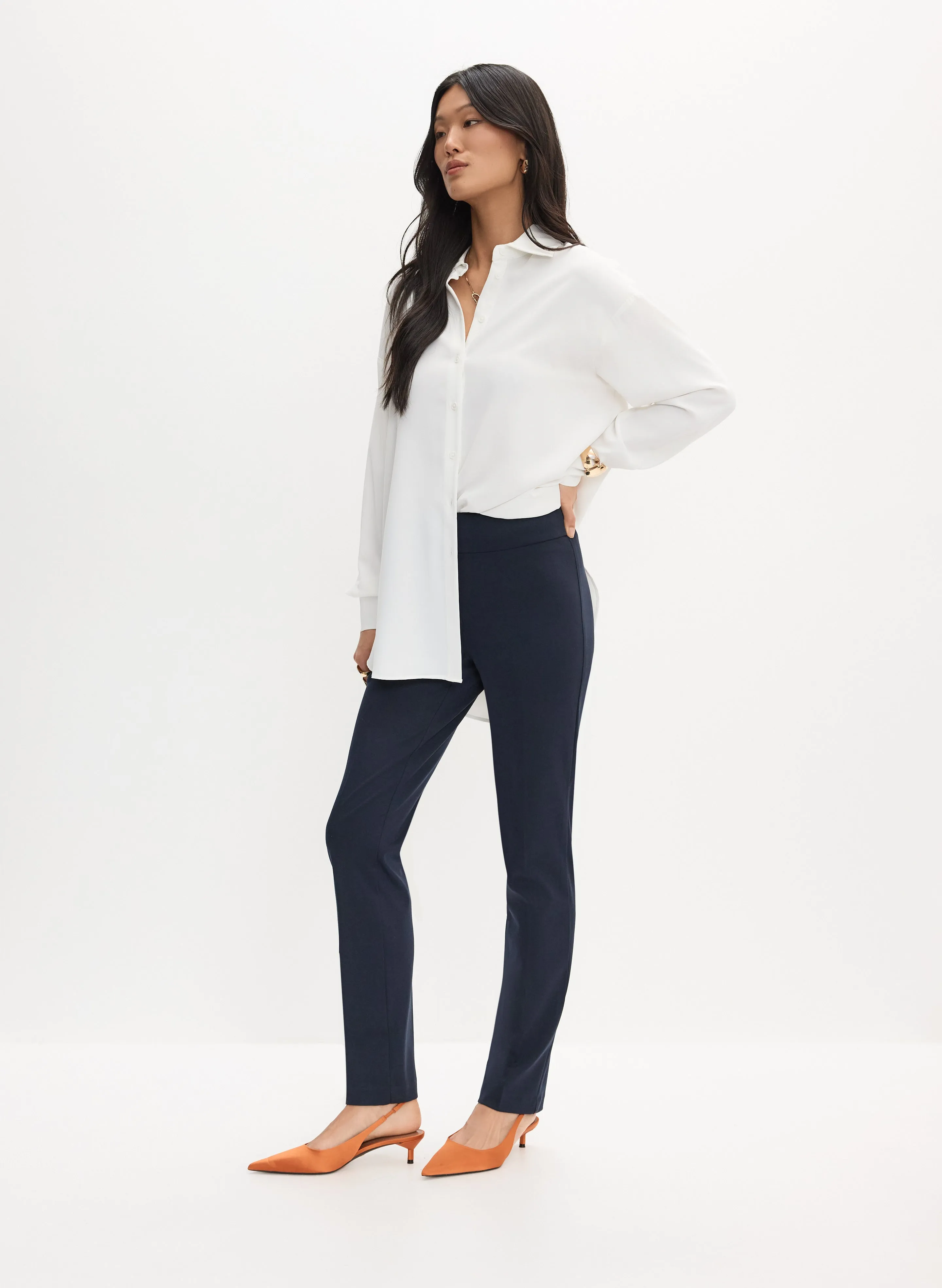 Madison Pull-On Straight-Leg Pants