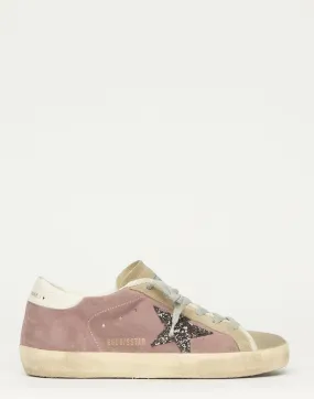 Mauve Suede & Glitter Superstar Sneakers