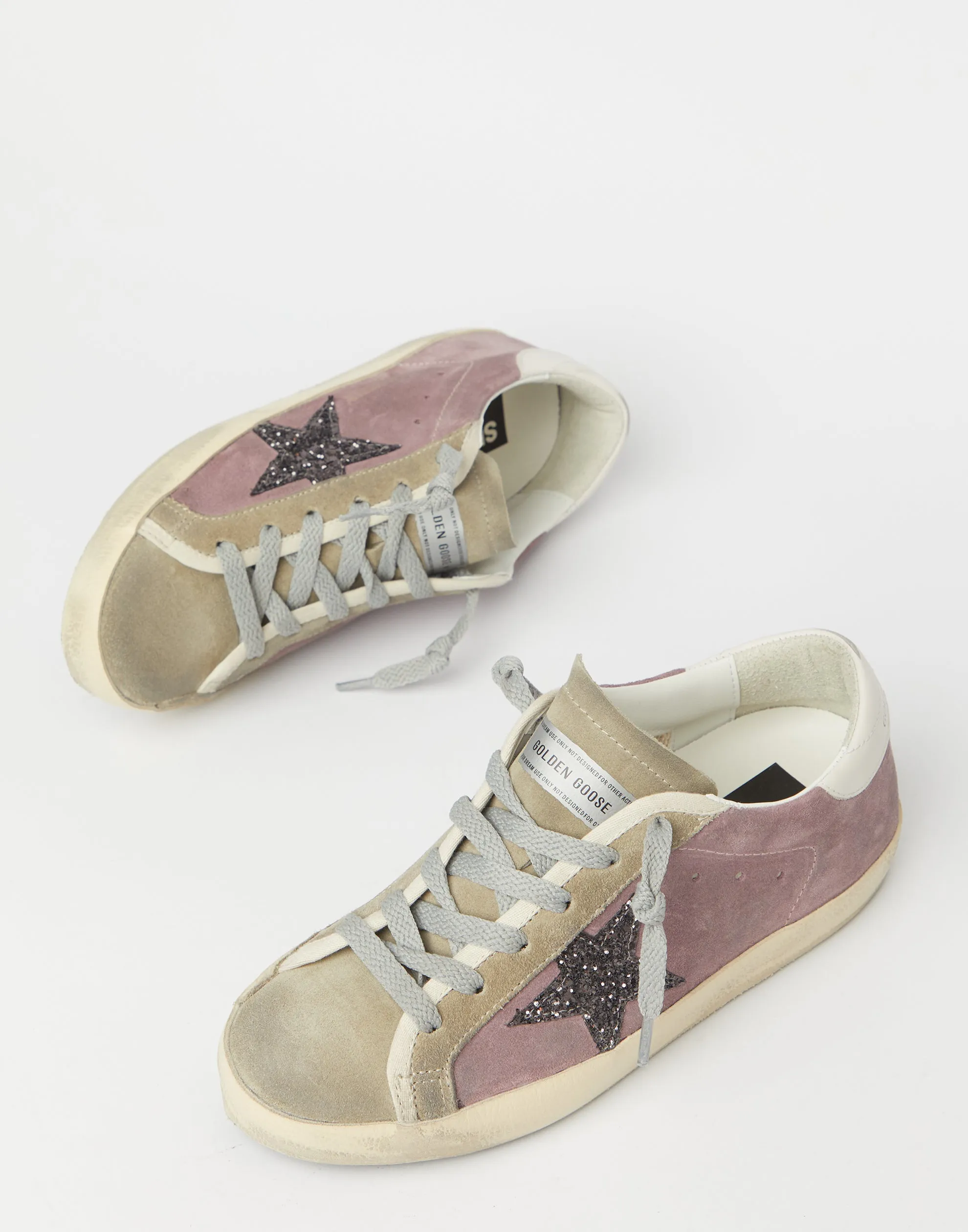 Mauve Suede & Glitter Superstar Sneakers