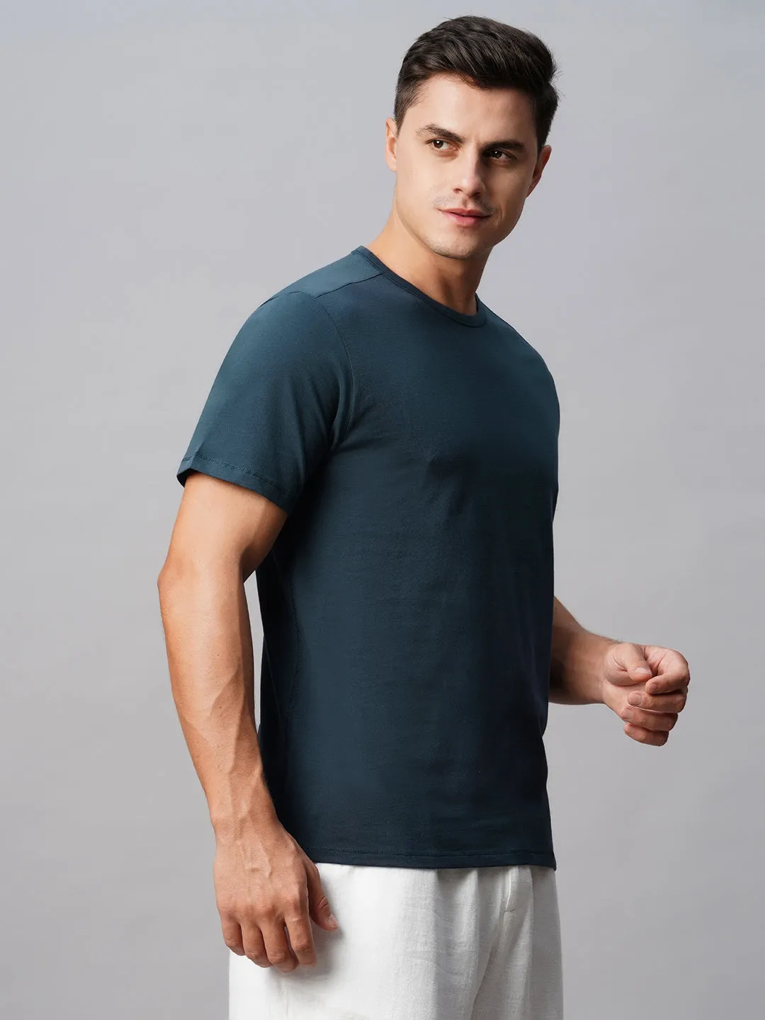 Men's Cotton Blue Regular Fit Tshirt