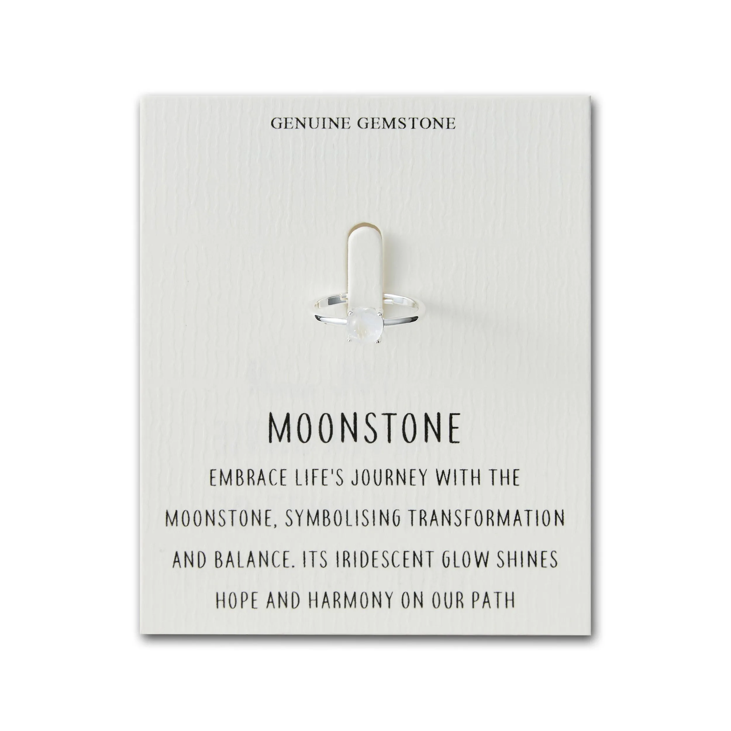 Moonstone Adjustable Ring with Quote Card