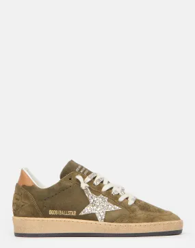 Olive & Platinum Glitter Ball Star Sneakers