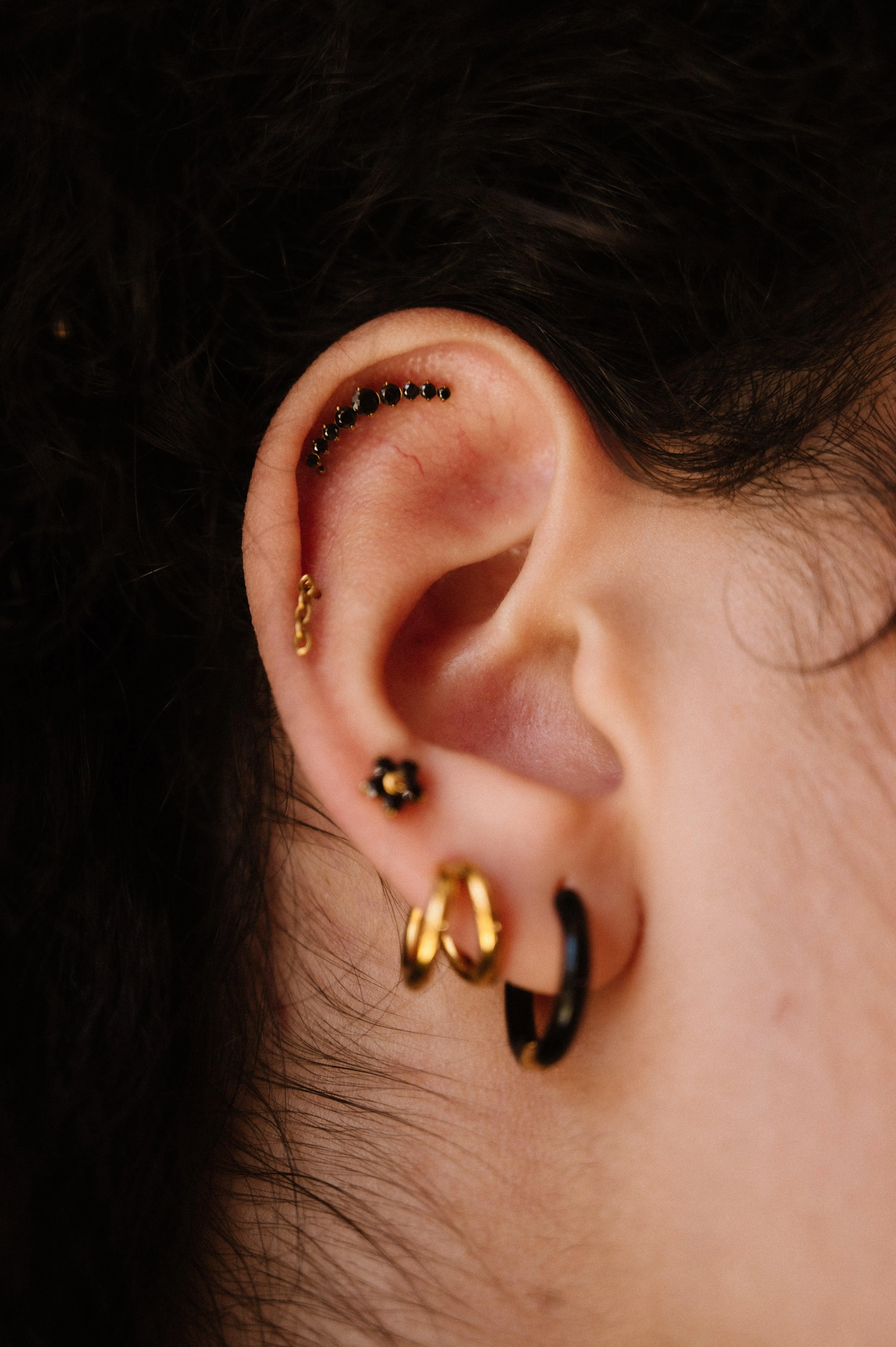 Onyx Ear Climber Flat Back Stud