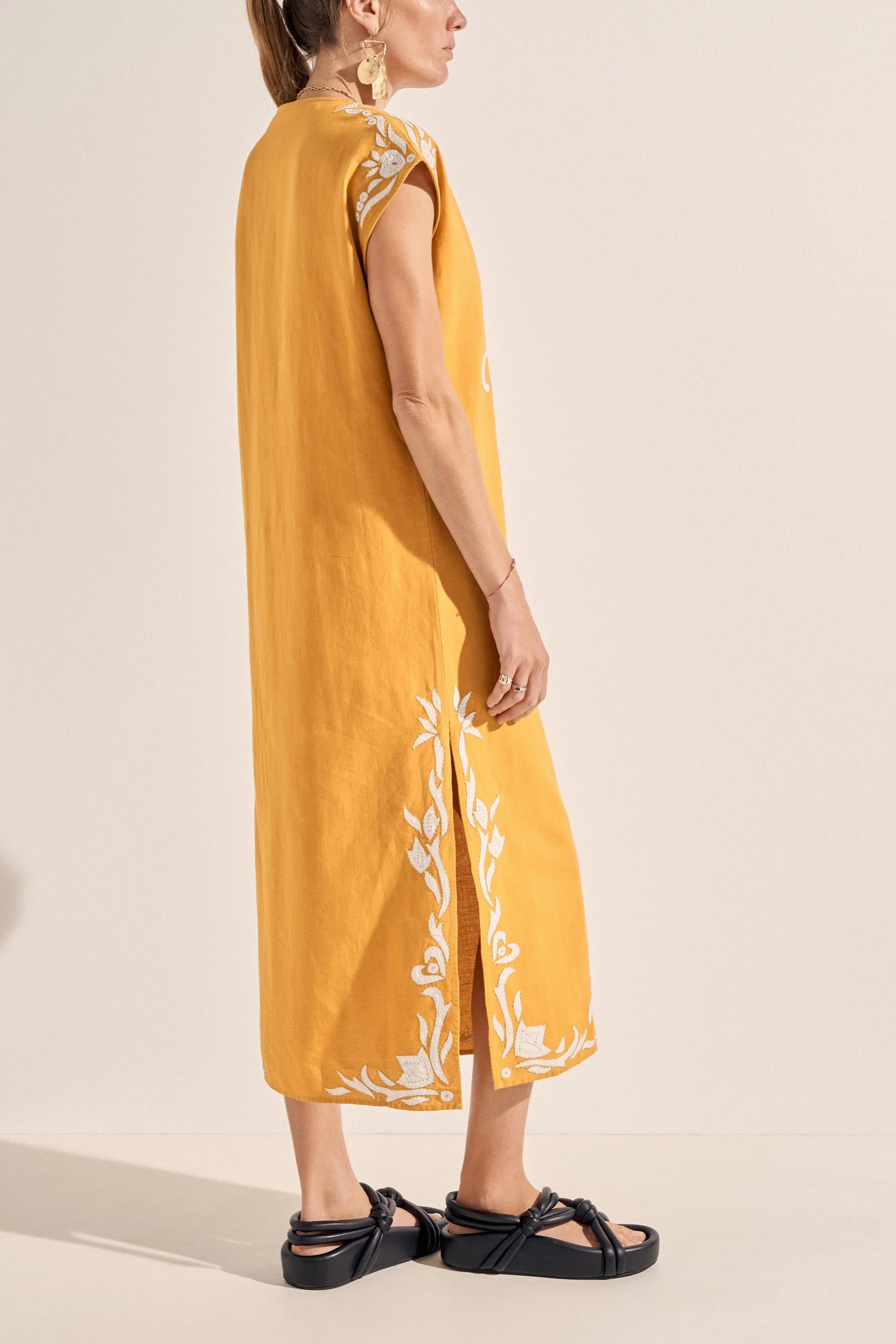 Phanes Golden Yellow Applique Caftan