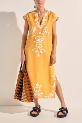 Phanes Golden Yellow Applique Caftan