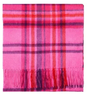 Pink Oversized Check Pure Lambswool Scarf