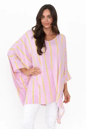 Pink Stripe Oversized Bamboo Drape Top